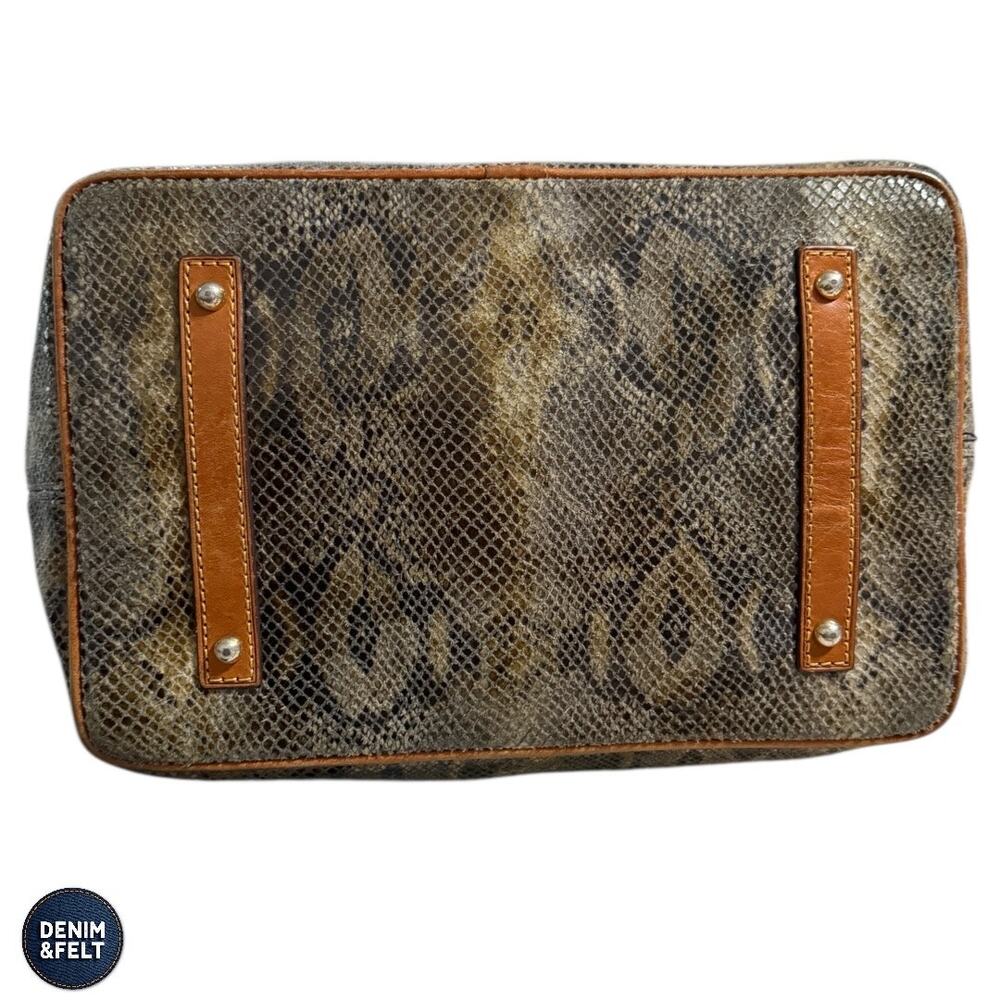 Dooney & Bourke Snakeskin Embossed Leather Tote Shoulder Bag Zip Top Brown Large - Picture 5 of 14